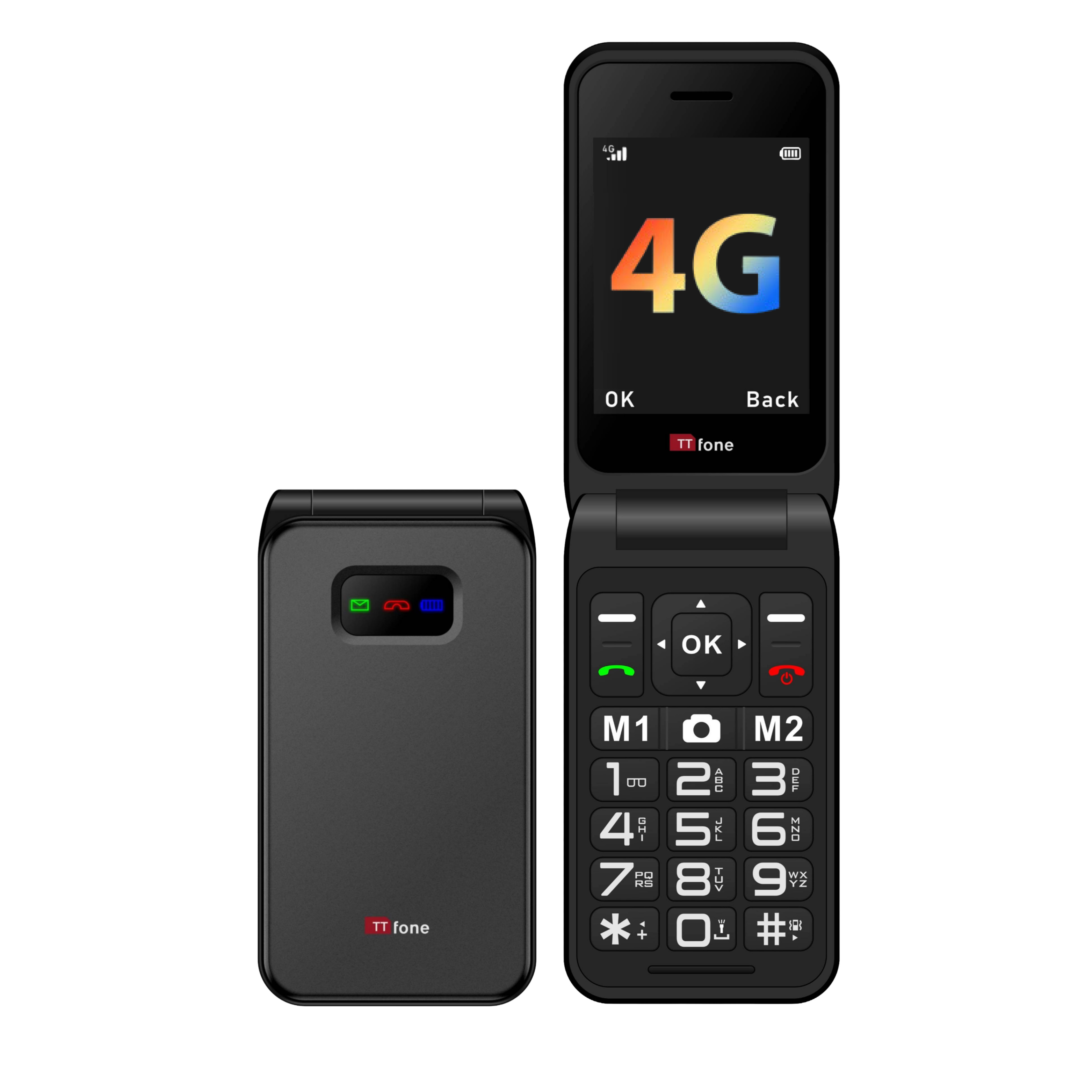 Returned Resale - TTfone TT760 4G Black with USB Cable, Vodafone SIM
