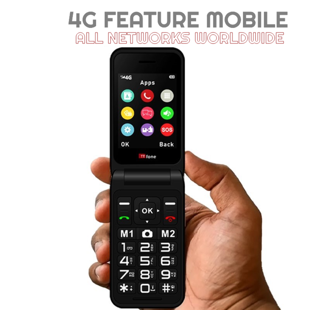 Returned Resale - TTfone TT760 4G Black with USB Cable, Vodafone SIM